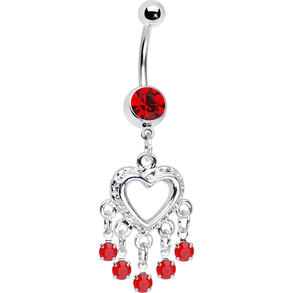 Love Drops Crimson Heart Chandelier Belly Ring