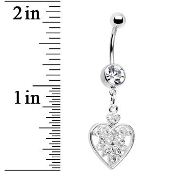 Clear Crystal Accent Fill My Heart Belly Ring