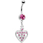 Pink Crystal Accent Fill My Heart Belly Ring