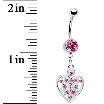 Pink Crystal Accent Fill My Heart Belly Ring