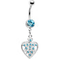 Blue Crystal Accent Fill My Heart Belly Ring