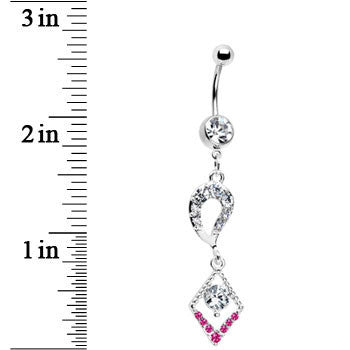 Clear Gem Lucky Pink Gem Drop Belly Ring