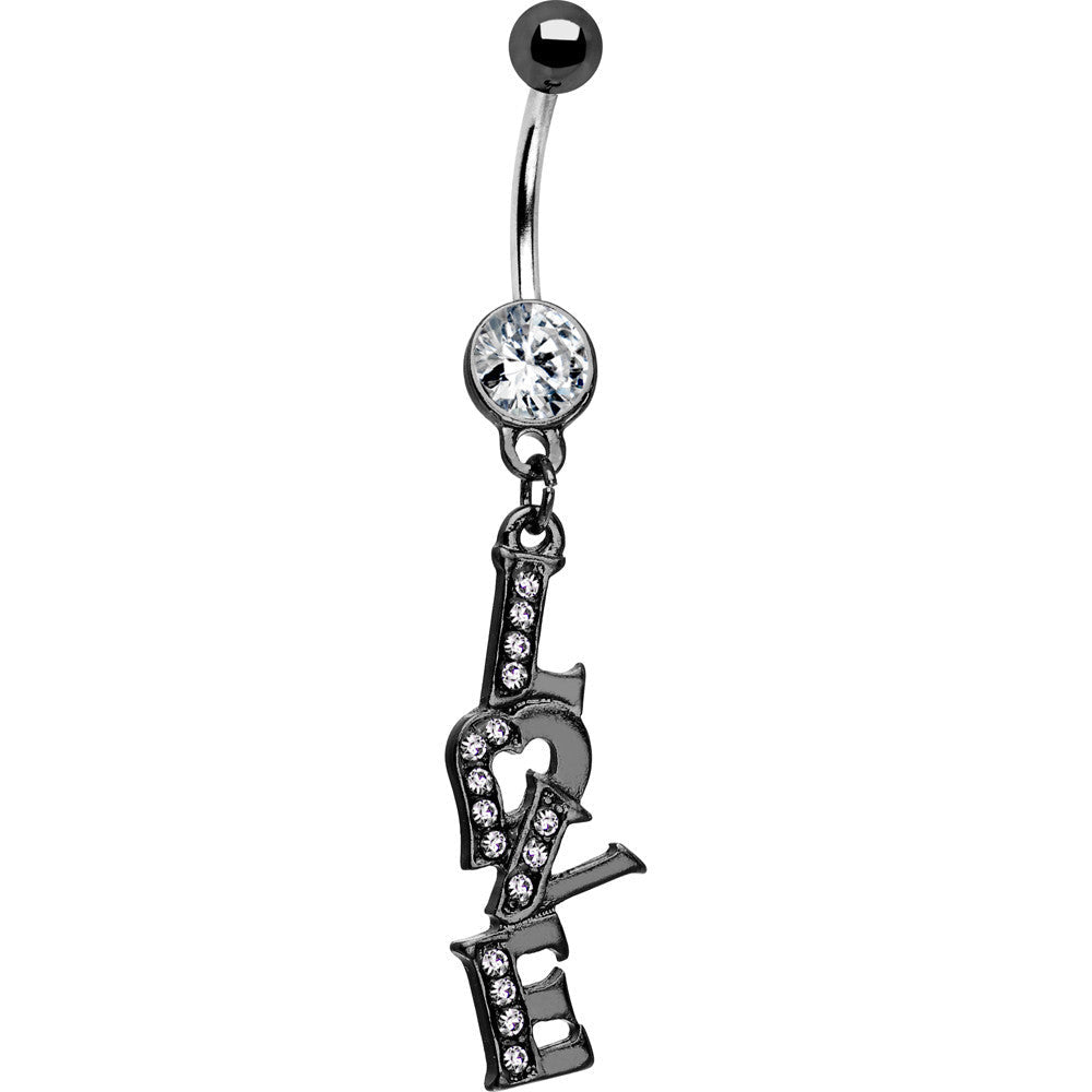 Midnight Love Dangle Clear Gem Belly Ring