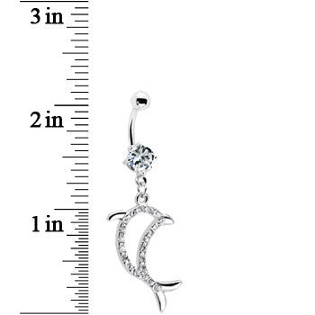 Crystalline Gem Hollow Dolphin Belly Ring