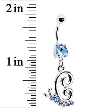 Light Blue Gem Snail Dangle Belly Ring