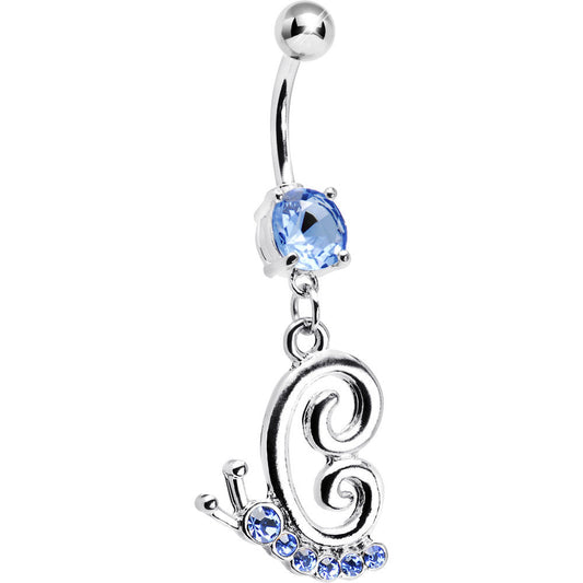 Light Blue Gem Snail Dangle Belly Ring