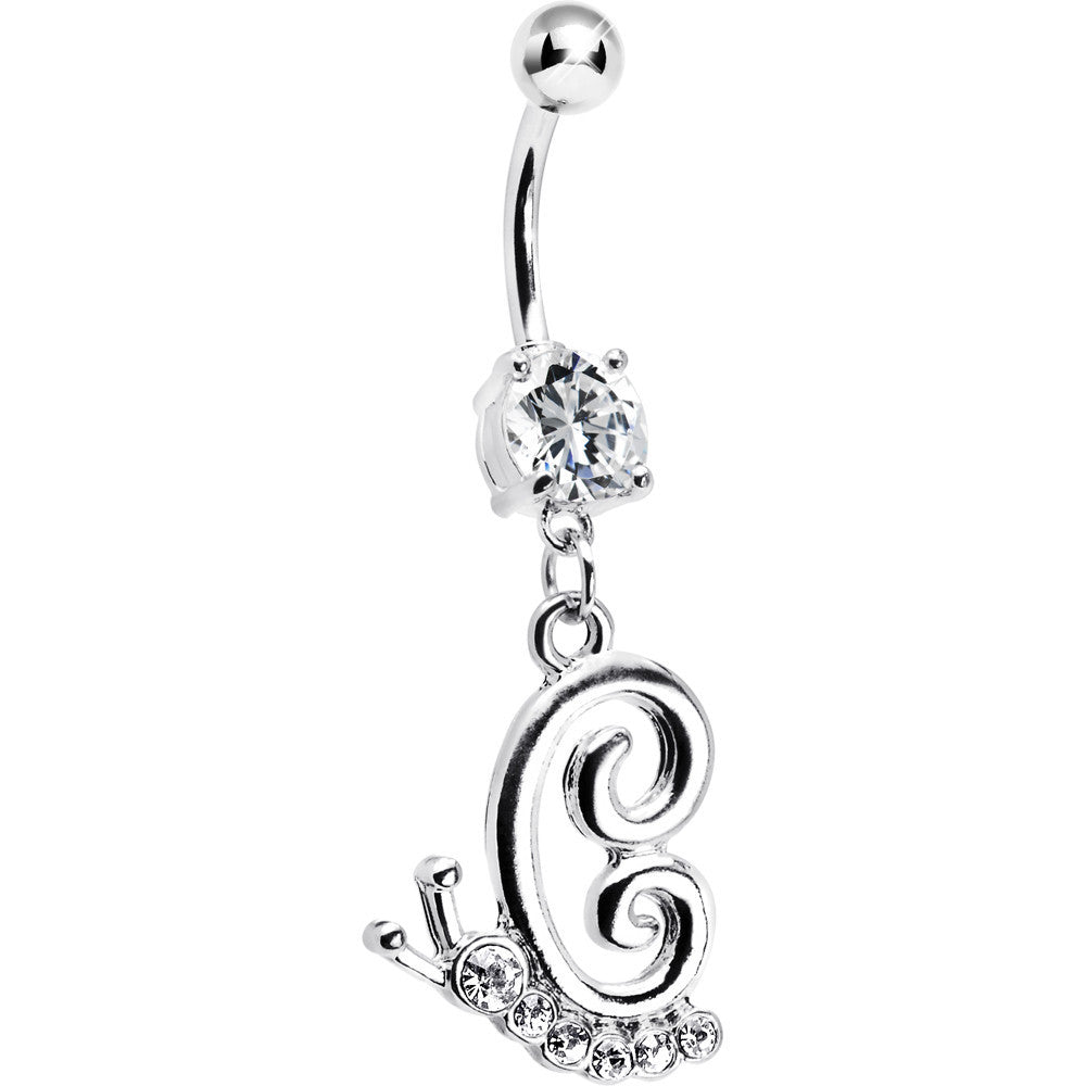 Clear Gem Snail Dangle Belly Ring