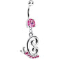 Pink Gem Snail Dangle Belly Ring