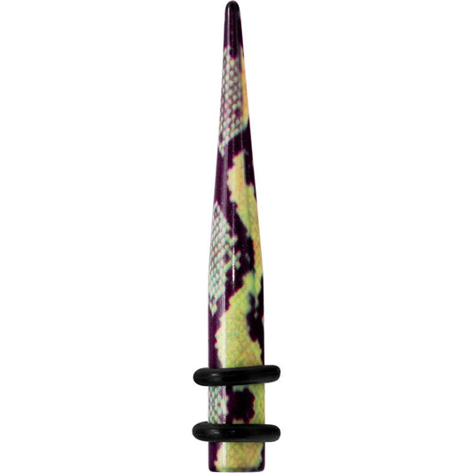 4 Gauge Green Snake Skin Acrylic Taper