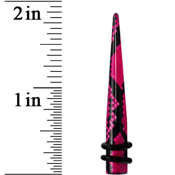 2 Gauge Pink Snake Skin Acrylic Taper