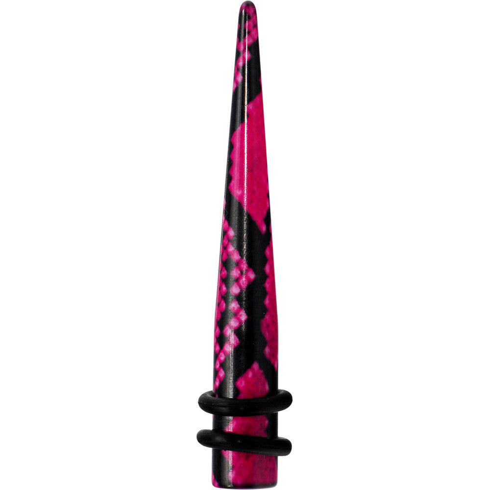2 Gauge Pink Snake Skin Acrylic Taper