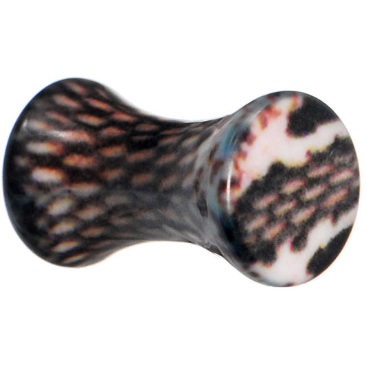 6 Gauge Blushing Snake Skin Acrylic Saddle Plug