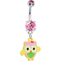 Pink Gem Cutie pie Owl Belly Ring