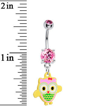 Pink Gem Cutie pie Owl Belly Ring