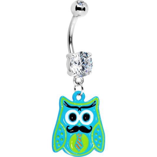 Double Gem Tie and Mustache Owl Belly Ring