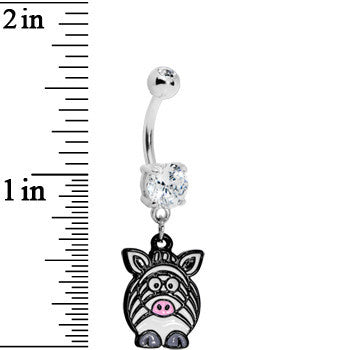 Clear Gem Zebra Belly Ring