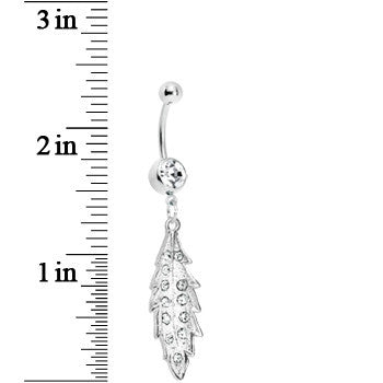 Crystalline Gem Shimmering Leaf Dangle Belly Ring