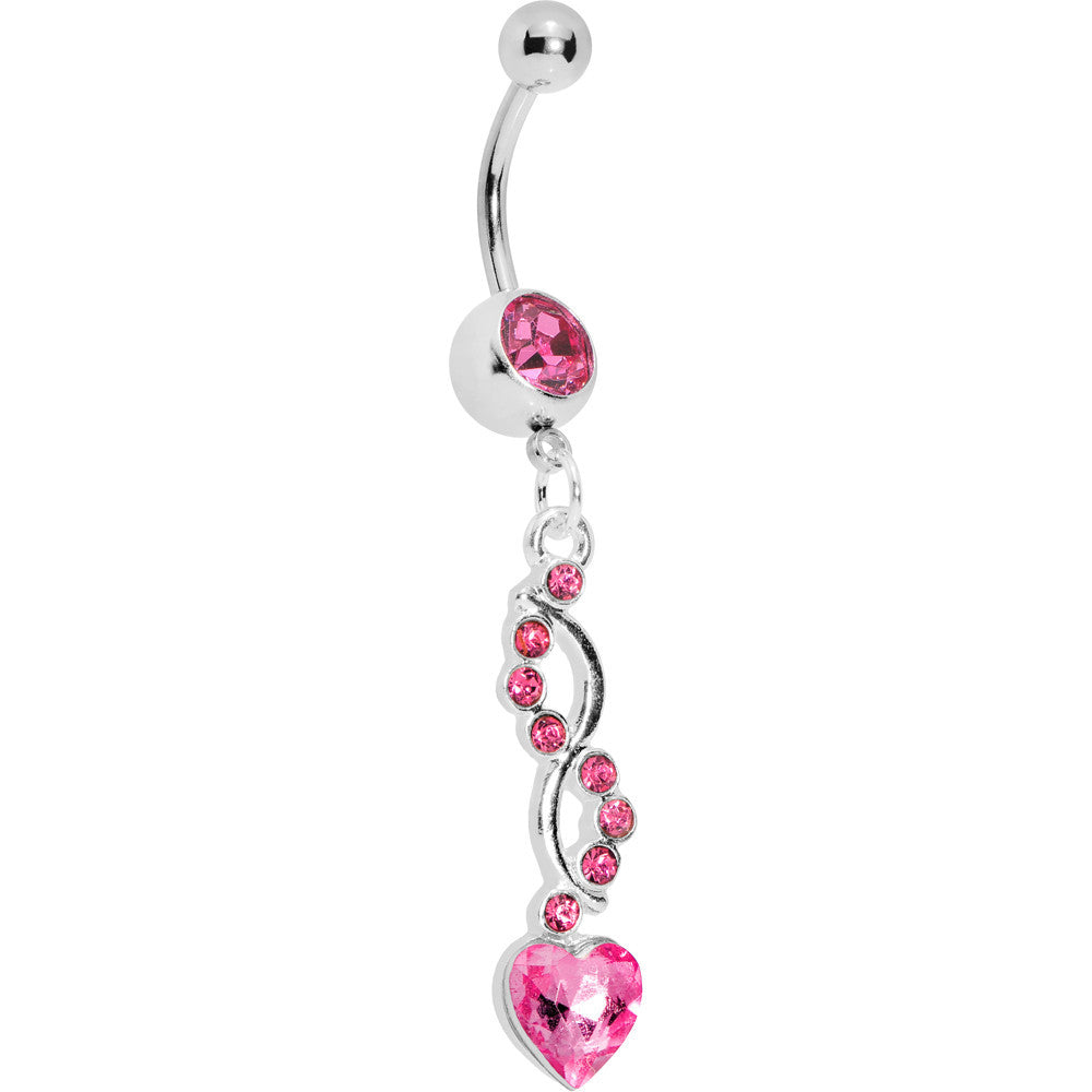 Pink Spiral Twist Heart Belly Ring