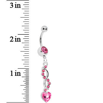 Pink Spiral Twist Heart Belly Ring