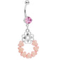 Clear Pink Gem Wrap Me in Love Pink Heart Dangle Belly Ring