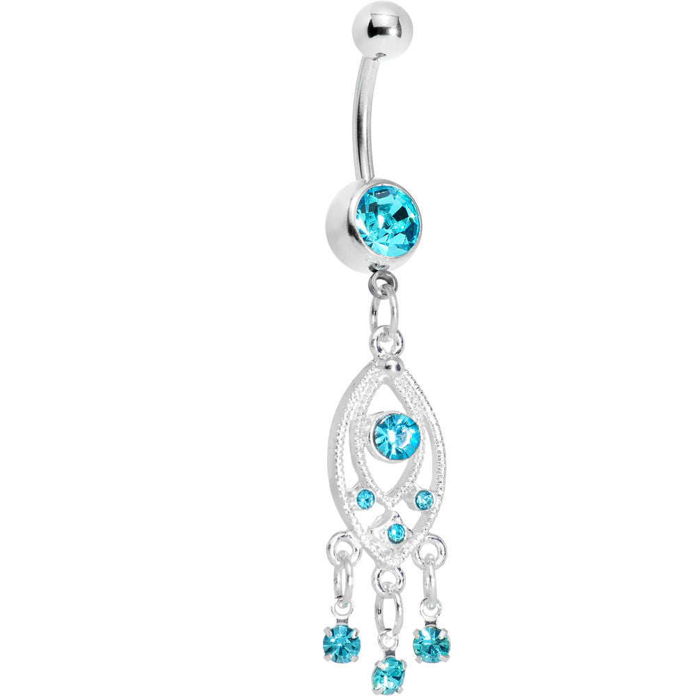 Aqua Gem Grecian Glamour Chandelier Belly Ring