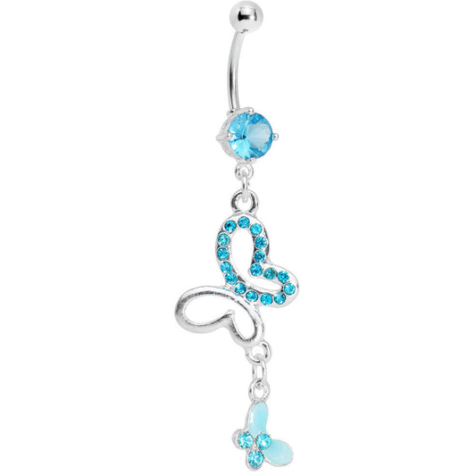 Aqua Gem Butterfly Duo Belly Ring