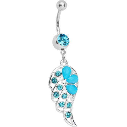 Aqua Gem Lovely Dove Wing Belly Ring