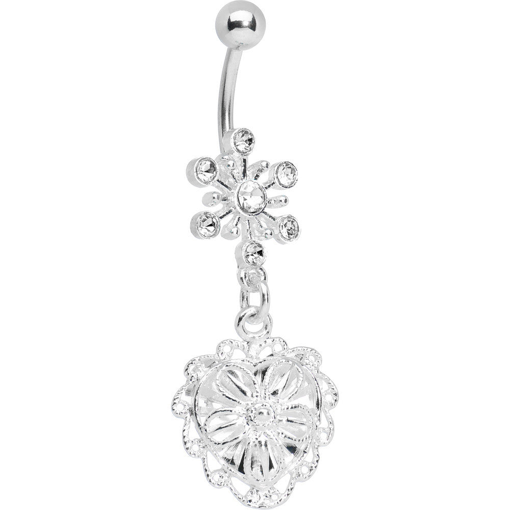 Crystalline Gem Starburst Flowering Heart Belly Ring