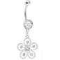 Clear Gem Exotic Azalea Flower Belly Ring