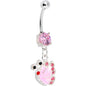 Pink Gem Shine Wing Butterfly Belly Ring