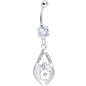 Clear Gem Heart Flower Belly Ring
