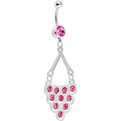 Pink Gem Lavish Lace Cascade Dangle Belly Ring