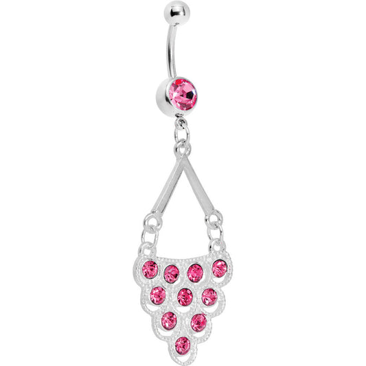 Pink Gem Lavish Lace Cascade Dangle Belly Ring