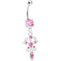 Pink Gem Filigree Carrier Butterfly Belly Ring