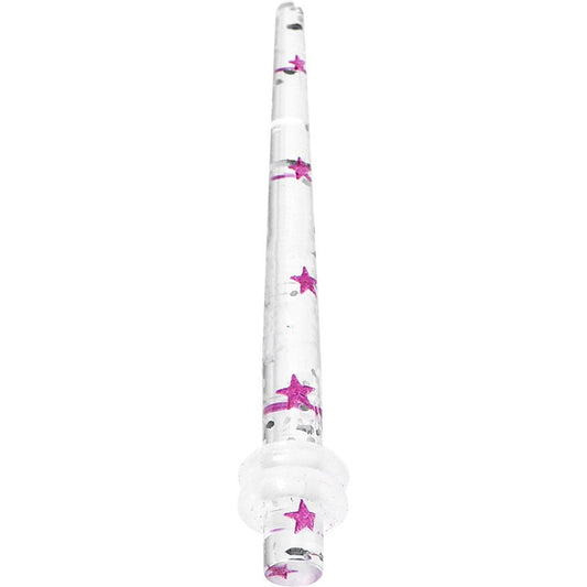 8 Gauge Clear Acrylic Glitter Purple Star Confetti Taper