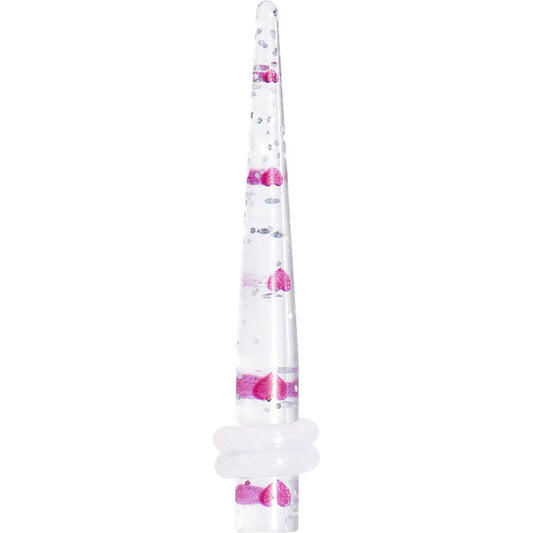 6 Gauge Clear Acrylic Glitter Purple Heart Confetti Taper