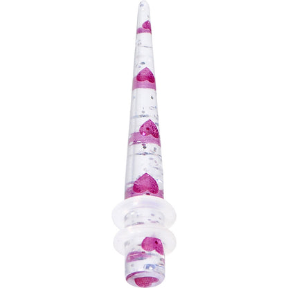 4 Gauge Clear Acrylic Glitter Purple Heart Confetti Taper