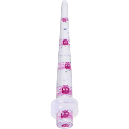 6 Gauge Clear Acrylic Glitter Purple Skull Confetti Taper