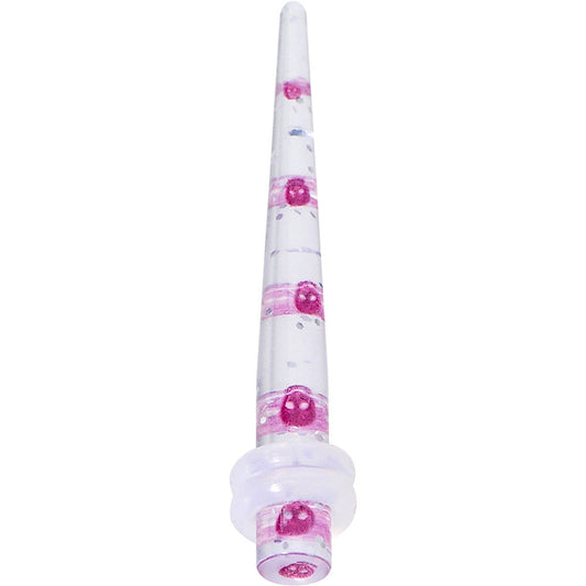 6 Gauge Clear Acrylic Glitter Purple Skull Confetti Taper