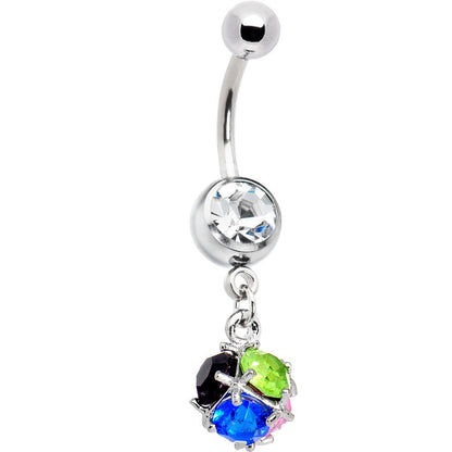 Clear Gem Multi Stone Twig Sphere Belly Ring