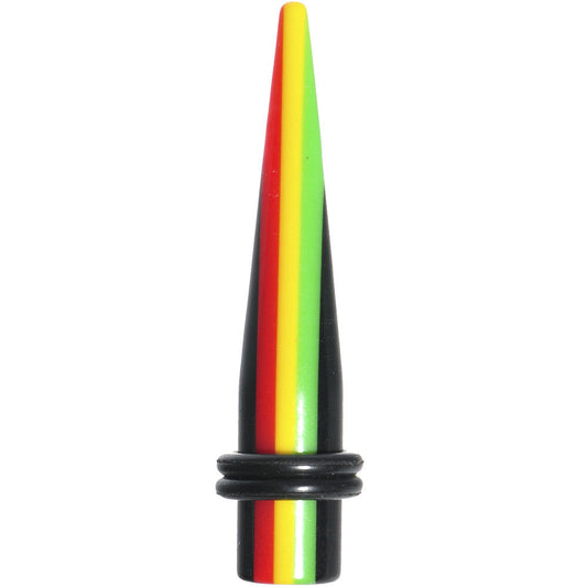 0 Gauge Acrylic Rasta Stripes Straight Taper