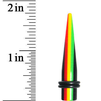 0 Gauge Acrylic Rasta Stripes Straight Taper