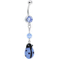 Blue Gem Lovely Ladybug Bead Dangle Belly Ring