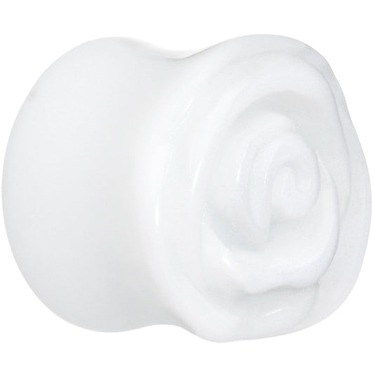 1 inch White Rose Flower Acrylic Saddle Plug