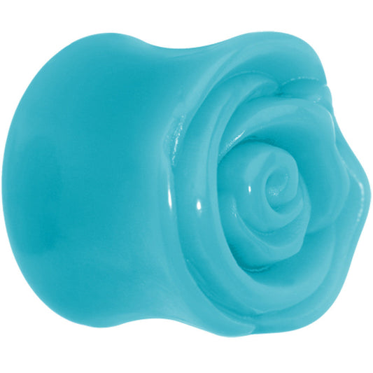 9/16 Blue Rose Flower Acrylic Saddle Plug