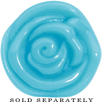 1 inch Blue Rose Flower Acrylic Saddle Plug