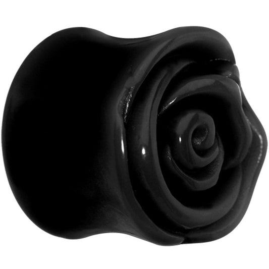20mm Black Rose Flower Acrylic Saddle Plug