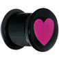 5/8 Black Acrylic Pink Heart Single Flare Plug