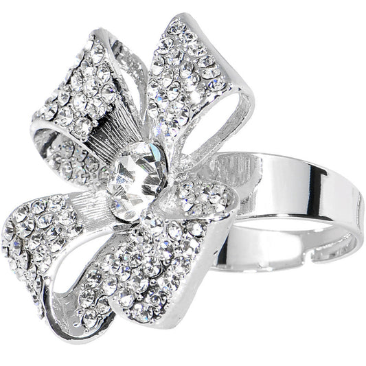 Decorative Sparkling Ribbon Adjustable Ring