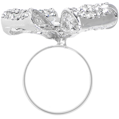 Decorative Sparkling Ribbon Adjustable Ring